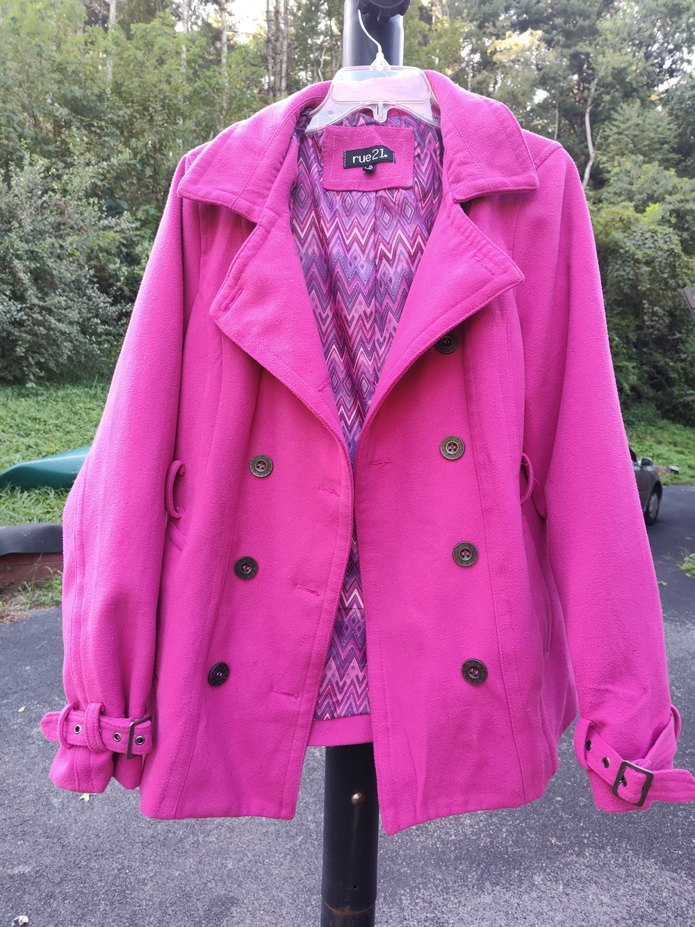 Rue21 Women's Pink Double-Breasted Peacoat Without Belt